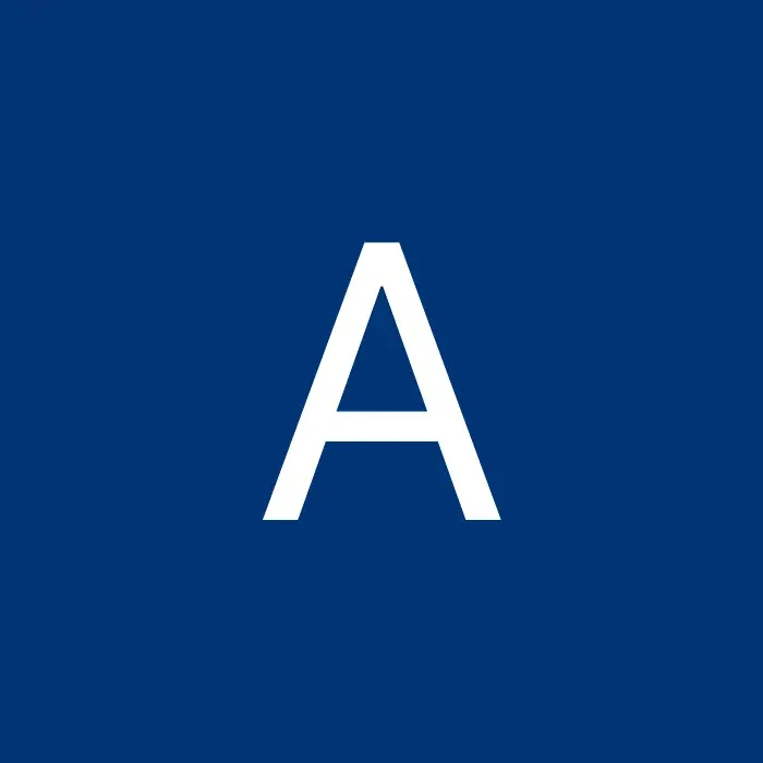 Bold white letter A on a solid dark blue square background.